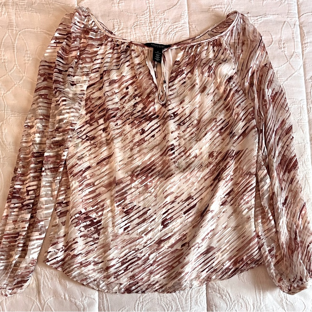White House Black Market Long Sleeve Silk Blouse Size 8.